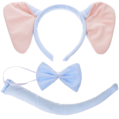 1 Set Djurkostym Accessoar Öron Huvudband Slips Ljustblå 1