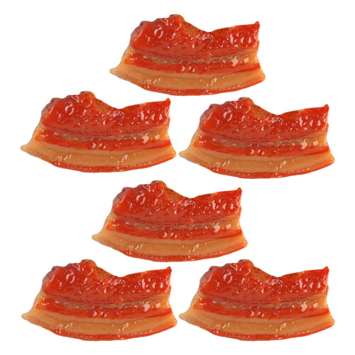 6Pcs Lekplastmatmodeller Simulerad Köttlek Realistiska Minibaconskivor