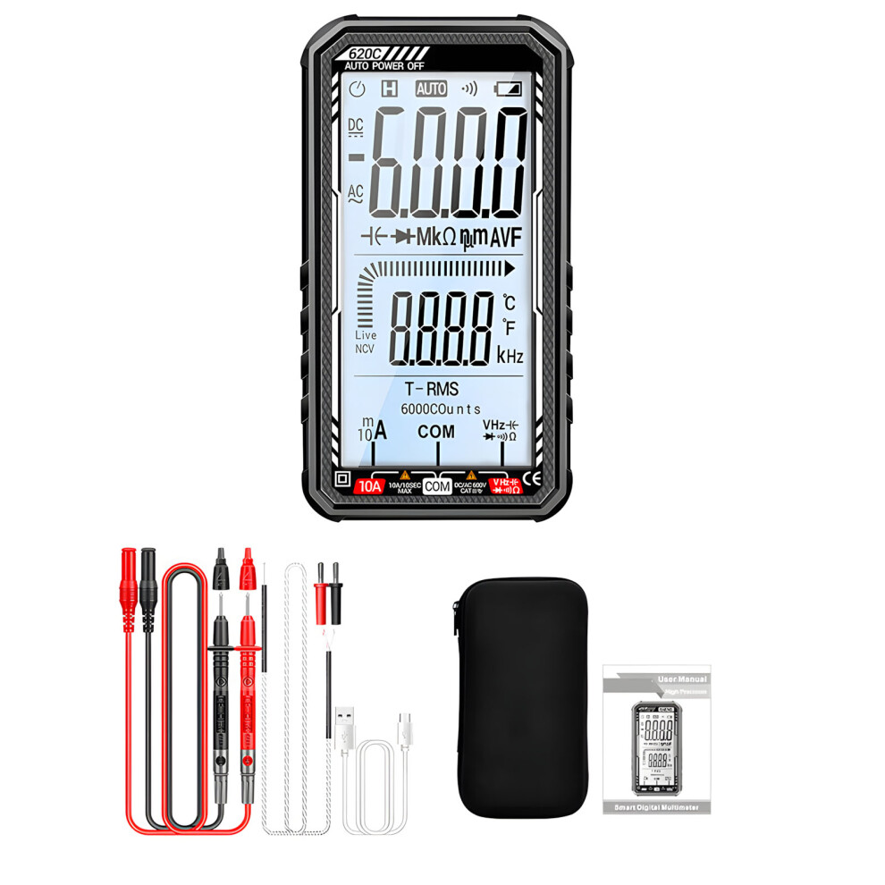 Rechargeable Digital Multimeter With Ncv Potential-Black 7754000660728