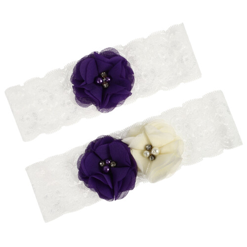 2Stk. Hochzeitsstrumpfband Mit Spitzenblumen- Für 2