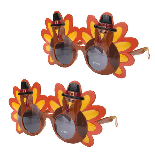 2 Pcs Creative Turkey Glasses For Thanksgiving Costume Party