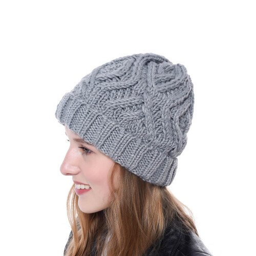 Strickmütze Mit Rautenmuster Dunkelgrau