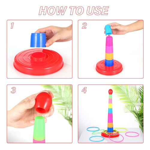 Educational Colorful Ring Toss Puzzle Plastic Parent-Child Game 1