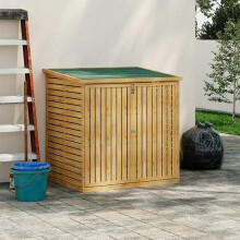 4.43 x 3.53FT Cedar Wooden Bicycle & Trash Bin Shed - Asphalt Roof, Hydraulic Hinges, Steel Locking Door