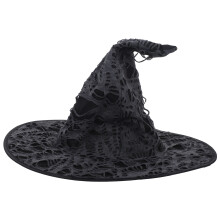 Witch Hat With Broken Holes Pointed Design For Halloween Masquerade