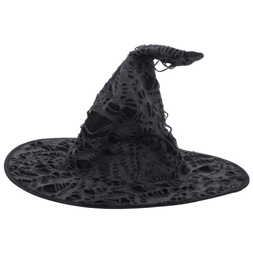 Witch Hat With Broken Holes Pointed Design For Halloween Masquerade