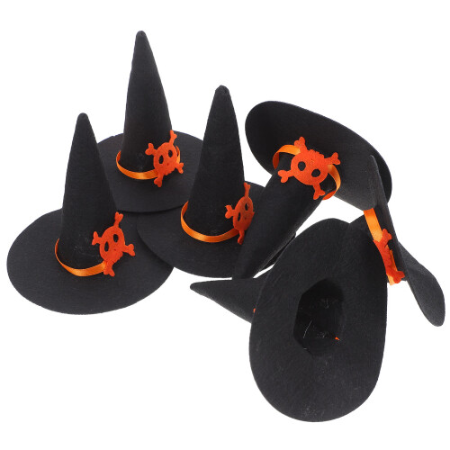 30 Pcs Felt Witch Hats Halloween Decorations Wizard Hat Bottle Caps