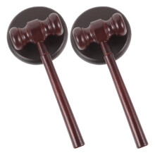2 Set Wooden Judge Hammer Playset For Kids, Includes Gavel And Block