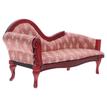 3Pcs 1/12 Scale Vintage Floral Miniature Chaise Lounge Sofa For Dollhouse