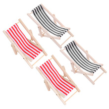 4Pcs Folding Simulated Beach Chair Miniature Doll House Prop