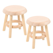 2Pcs Mini Wooden Stool Chair: 1:12 Scale Bar Chair For Dollhouse