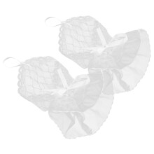 One Pair Of Women's Fingerless Lace Gloves With Bow Ruffle Cuffs