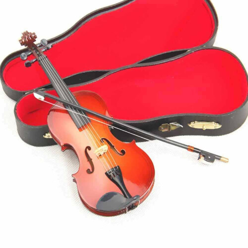 Mini Violin Model Brown 14Cm Musical Instrument Decoration