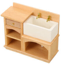 4Pcs Mini House Decor Adorable Miniature Furniture Sink Cabinet