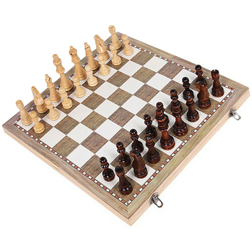 One Set Folding Wooden International Chess Kit