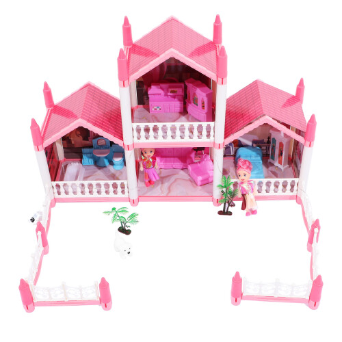 2pcs DIY Castle Model Plastic Dollhouse Puzzle Lights Villa 1