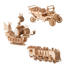 3Set Puzzle 3D in Legno Per Bambini, Educativo Marrone Chiaro