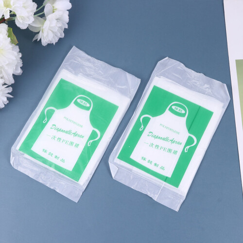 100 Pcs Smock Aprons Designed Waterproof Drawing Transparent 2