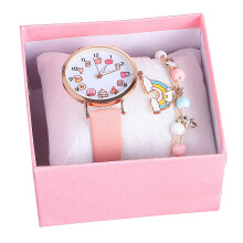 Kids Cartoon Quartz Watch With Delicate Bracelet Gift For Girls