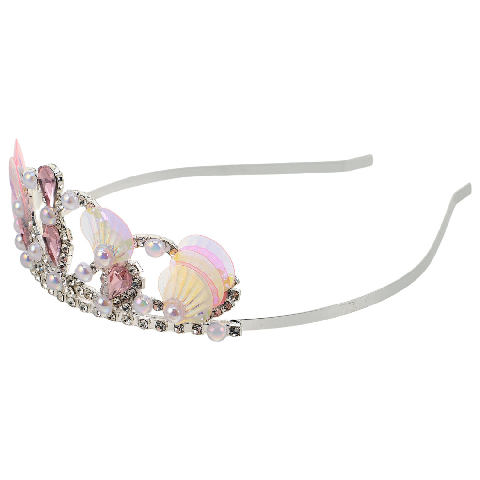 Mermaid Seashell Tiara Crown Fake Pearl Rhinestone Headband