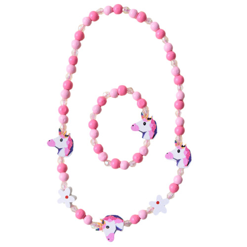 2 /Set Bambini Con Perline Legno E Collana 1