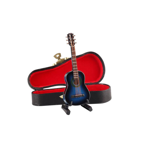 3 Mini Chitarra In Legno Con Scatola E Scaffalino