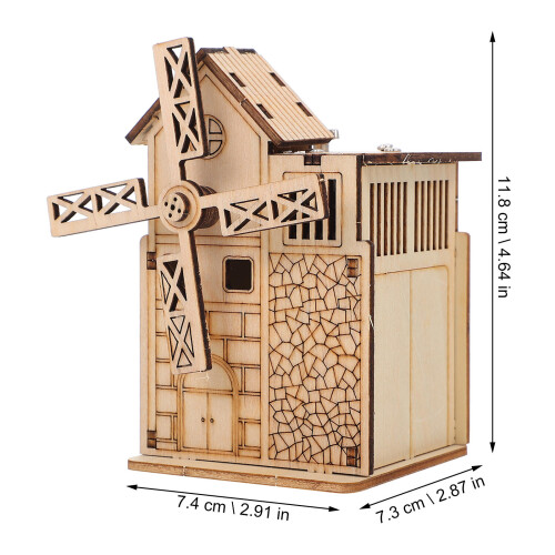 Set Giocattoli Legno Bambini Con Scatola Musicale, Mulino E 1