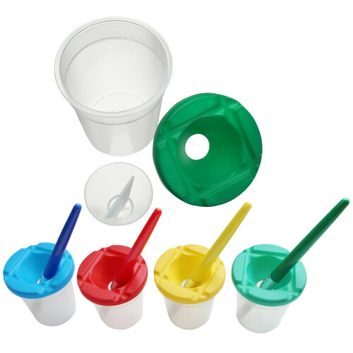 10Pcs Transparent Leakproof Plastic Paint Cups With Colored Lids 1