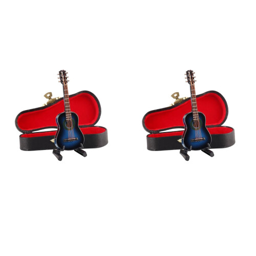 2 Mini Chitarra In Legno Con Scatola E Scaffalino 1