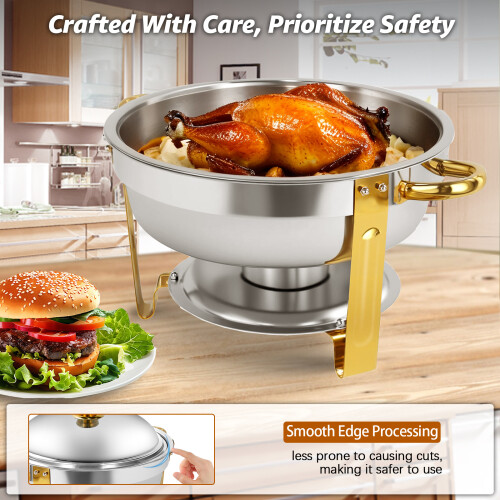 2 Pack 6QT Gold Round Chafing Dish for Buffet 1