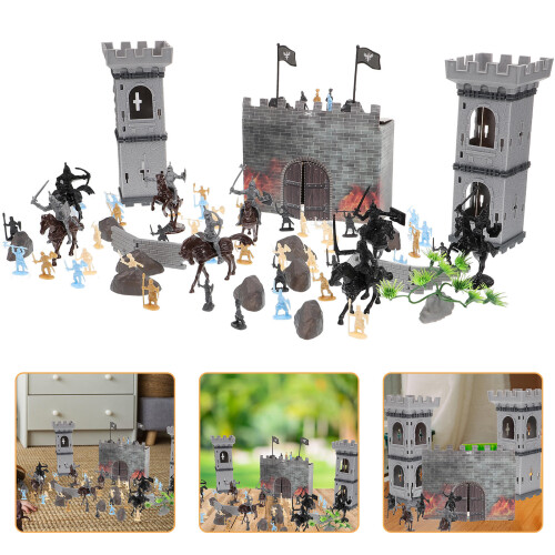 2 Set Figurine Medievali Miniatura Cavaliere Per Decorazione
