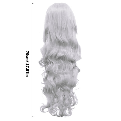 Colorful Long Wave Curly Wig With Bangs Cosplay (Silver Grey) 1