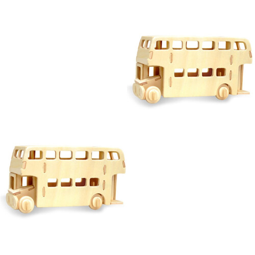 2 Autobus In Legno Da Assemblare 3D 2