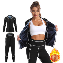 Sauna Suits for Women, Heat Trapping Sweatshirt Set, Long Sleeve and Pants Body Shaper, Blue XL, Weight Loss
