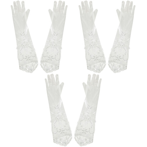 3 Paren Lange Kant Handschoenen Thee, Bruiloft En 2