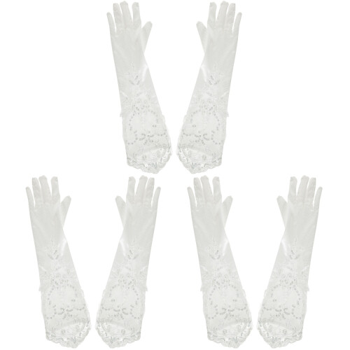 3 Paren Lange Kant Handschoenen Thee, Bruiloft En 1