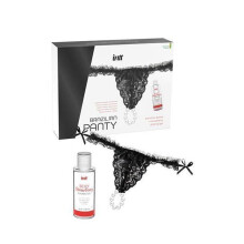 INTT RELEASES - BRAZILIAN BLACK PANTY WITH PEARLS AND LUBRICANT GEL 50 ML