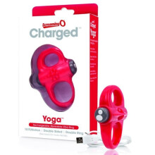 Anel peniano duplo vibrante - Vermelho - 2 faces - 10 velocidades - À prova d'água - Recarregável USB