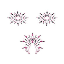 Decorações corporais - Pequenos Joujoux - Gloria - Rosa e Preto - 300 cristais - Reutilizáveis