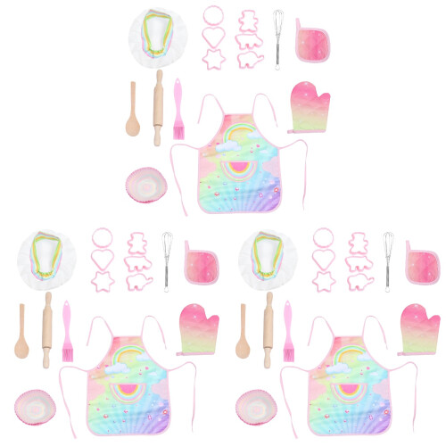 3Conjuntos Para Com De Cozinha Rosy E Chapéu 2