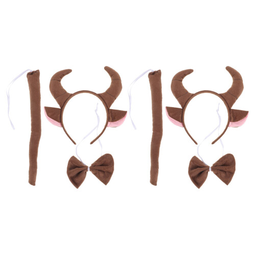 2 Conjuntos De Cabelo Estilo Animal, Cauda E Tiara Para Crianças