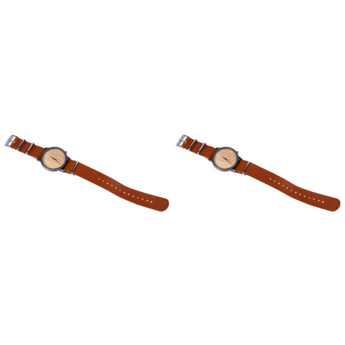 2 Pcs Relógio De Com Pulseira De Couro Para Presente 1