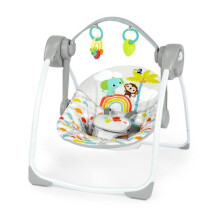BRIGHT STARTS Transat Baby Elektrische Faltwippe – Tiere, 6 Schaukelgeschwindigkeiten, Babygeschenk