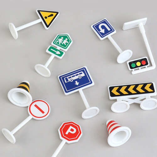10 Unidades Mini Placas Tráfego Rua Sinalização 1