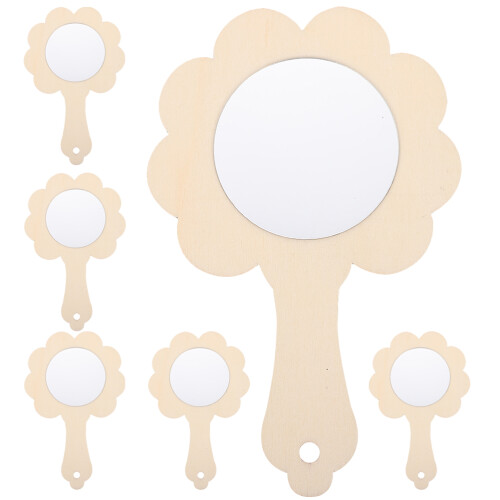 6Pcs Små Barn Diy Handtagsspegel Oavslutna Mini