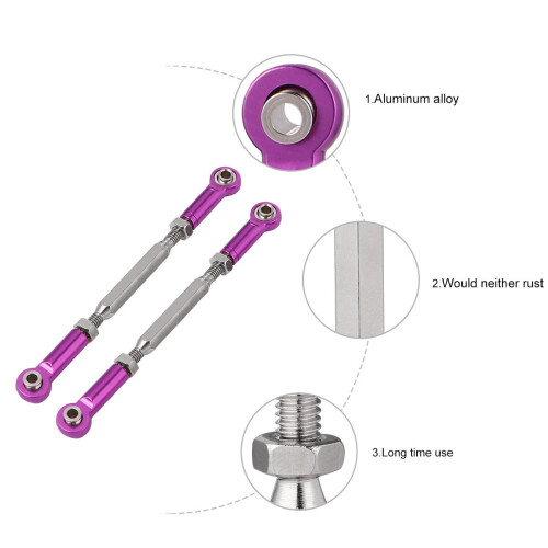 6 Pièces De Traction Réglable 88mm Pour Attache Rapide RC Violet 2