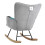 Living And Home Black-Gray-Blue Patchwork Rocking Chair - Linen Upholstery, Solid Rubberwood Rocker Legs 5