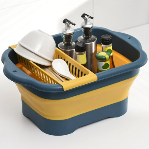 Dish Pans for Kitchen Sink Portable Foldable Dish Pan With Drain Plug For Laundry, Fruit, Vegetable, Camping 1