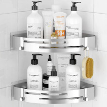 Durable Stainless Steel Construction, Spacious Design Wall Mount Shelf for Shower, Brushed Nickel Finished Rust and Scratch Proof Bathroom Corner Orga