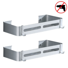 Corner Shower Caddy, Rustproof Aluminium For Bathroom & Kitchen, Large Capacity With Removable Hooks
